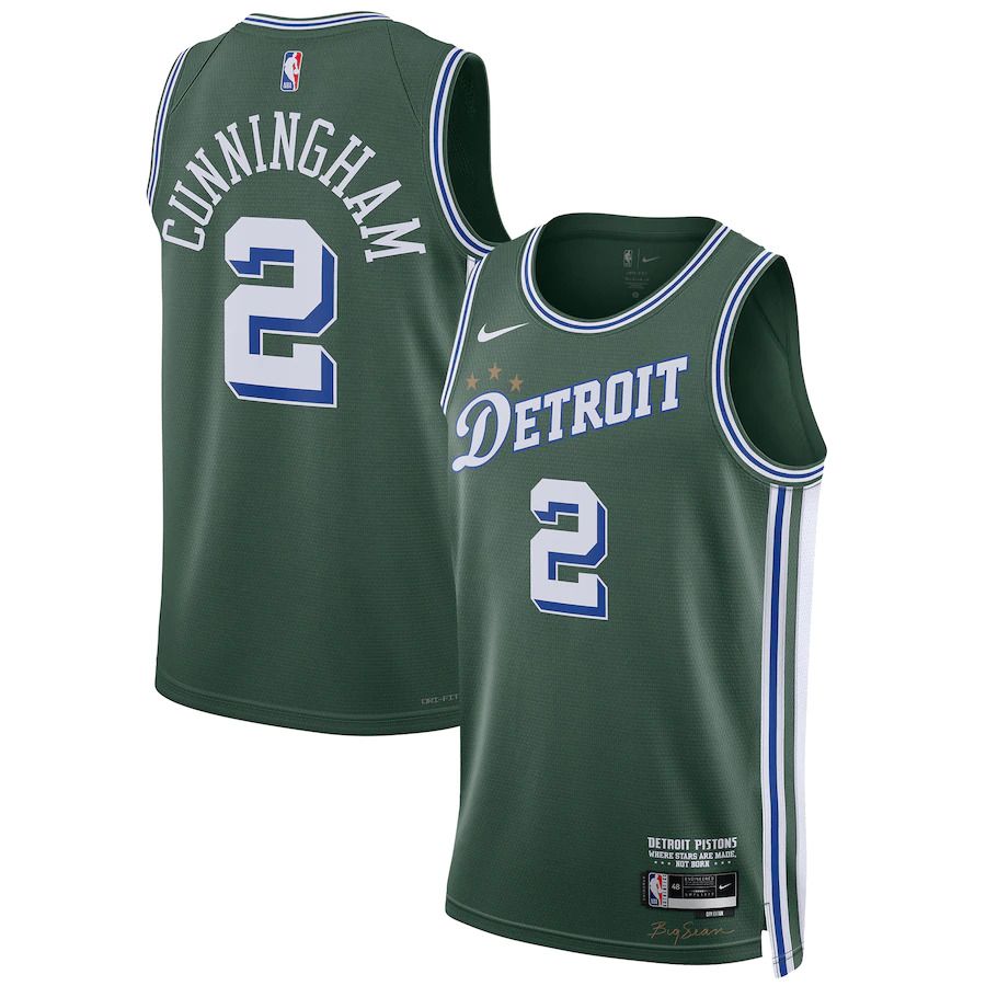 Men Detroit Pistons 2 Cade Cunningham Nike Green City Edition 2022-23 Swingman NBA Jersey